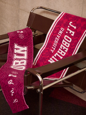 J. F. OBERLIN フェイスタオル J.F.OBERLINカレッジロゴ バーガンディ