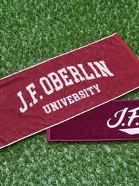 J. F. OBERLIN ジャガード織フェイスタオル J.F.OBERLINカレッジロゴ バーガンディ