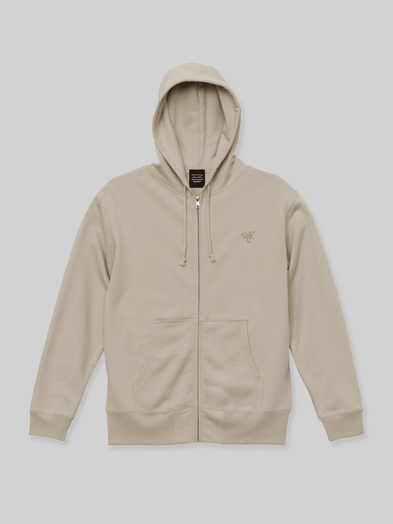 SEA ベージュ フルジップパーカー TAMAGAWA スウェットフルジップパーカー ハチロゴ サンドベージュ