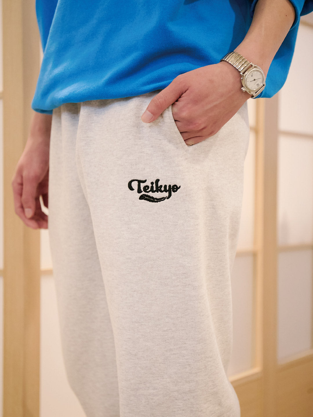TEIKYO スウェットパンツ フェザーロゴ アッシュ – COLLEGE MARKET
