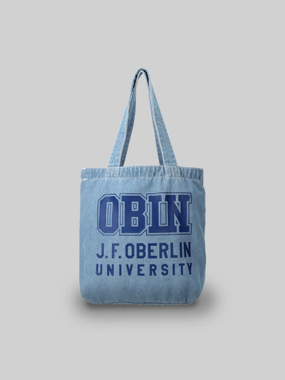 J. F. OBERLIN デニムトートバッグ OBLNカレッジロゴ ライトブルー