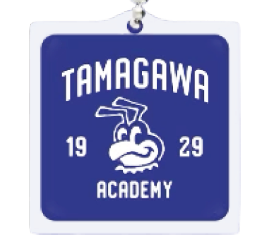 TAMAGAWA アクリルキーホルダー　スクエア ハチカオロゴ ブルー