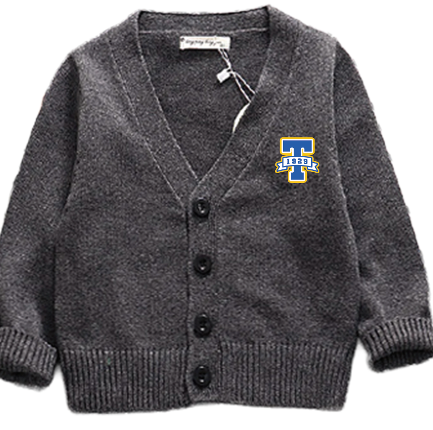 TAMAGAWA キッズ カーディガン クラシックTワッペン グレー