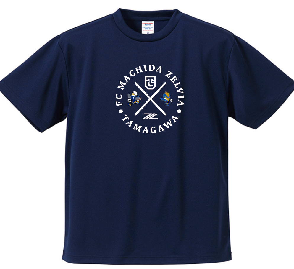 TAMAGAWA ZELVIA コラボドライTシャツ サークルデザイン ネイビー