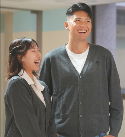 KYUSAN ニットカーディガン キューサンロゴ　チャコール