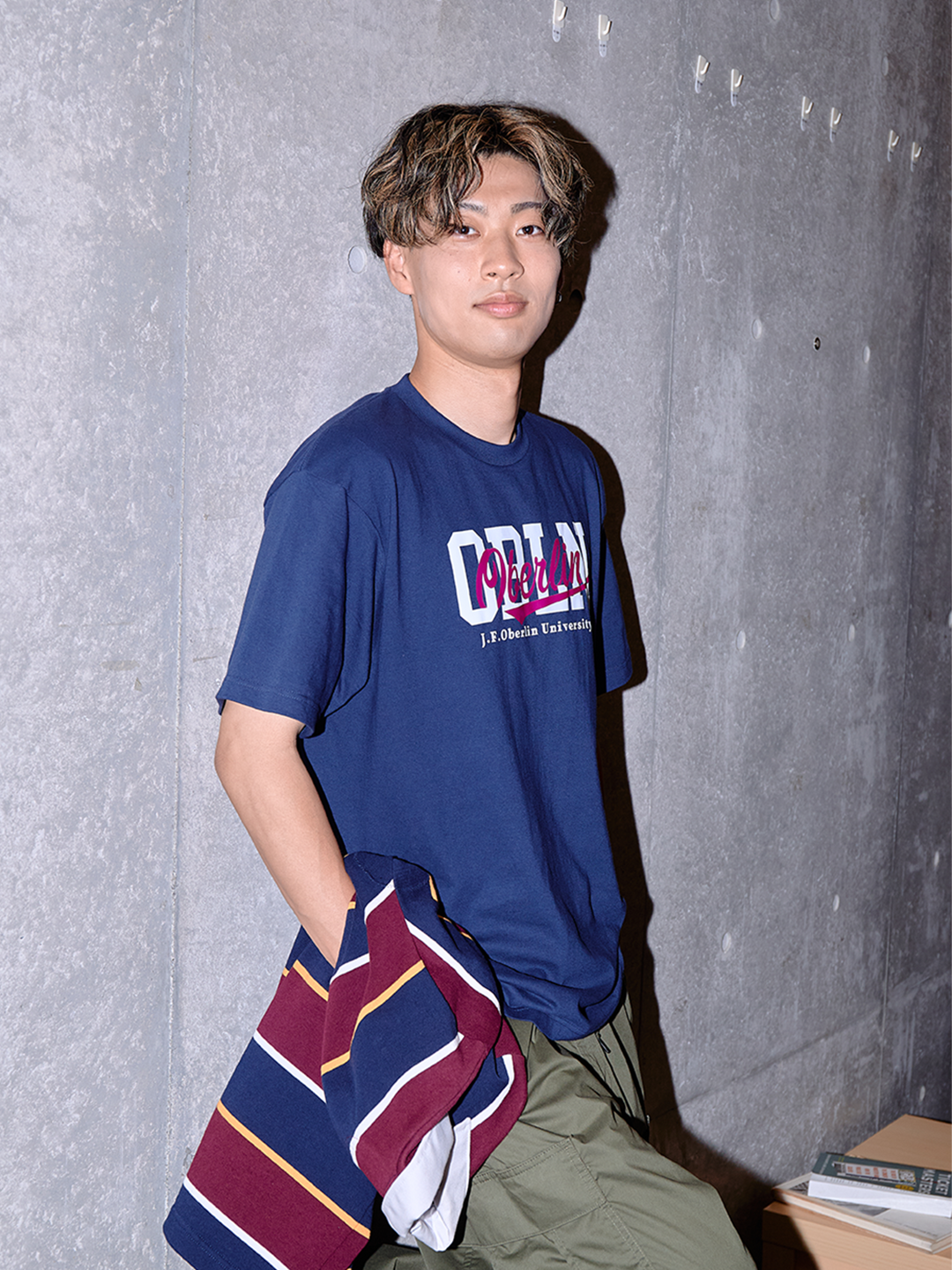 J. F. OBERLIN ヘビーウェイトTシャツ OBLNロゴ ネイビー