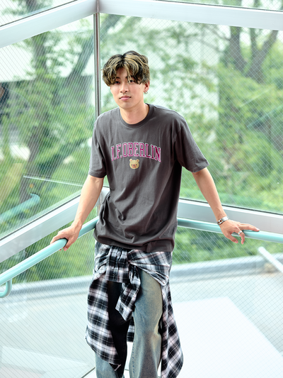 J. F. OBERLIN ヘビーウェイトTシャツ BEARロゴ チャコール