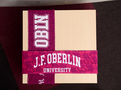 J. F. OBERLIN マフラータオル OBLNカレッジロゴ バーガンディ