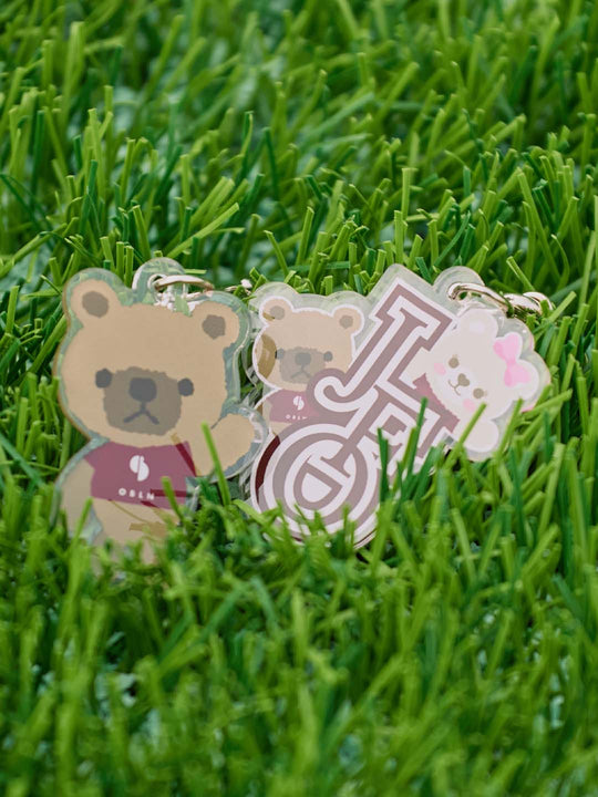 J. F. OBERLIN アクリルキーホルダー BEARロゴ ダークブラウン