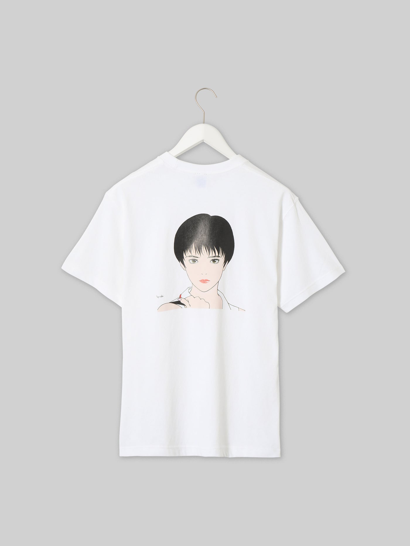 J. F. OBERLIN 江口寿史コラボ Tシャツ「ショートカット90」 OBLNロゴ ホワイト