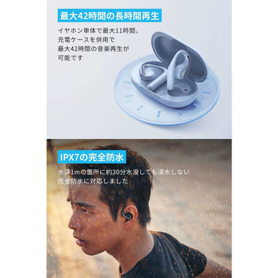 アンカー Anker Japan フルワイヤレスイヤホン Soundcore AeroFit グレイッシュブルー A3872NG1