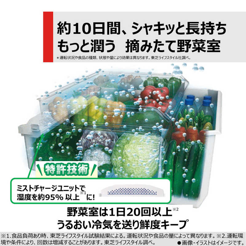 東芝　TOSHIBA 冷蔵庫 6ドア VEGETAベジータ 幅65cm 508L フレンチドア(観音開き) GR-W510FZ-UC グレインアイボリー