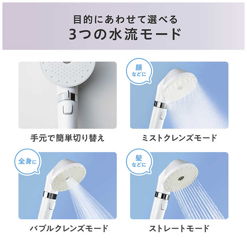 アイリスオーヤマ　IRIS OHYAMA ウルトラファインバブル クレンジングシャワーヘッド MiCOLA(ミコラ) ［マイクロバブル機能］ シェルホワイト SHM01W