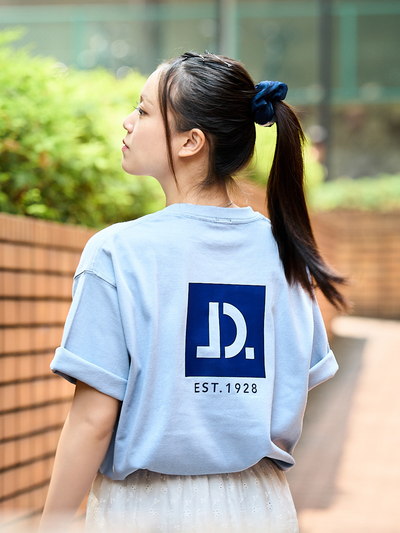 JINDAI マグナムウェイトビッグシルエットTEE JDロゴ アシッドブルー
