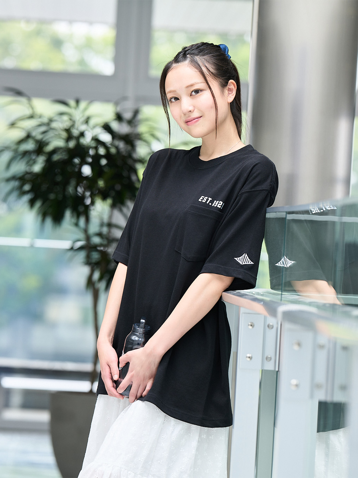 JINDAI マグナムウェイトビッグシルエットTEE（ポケット付き） ブリッジロゴ ブラック