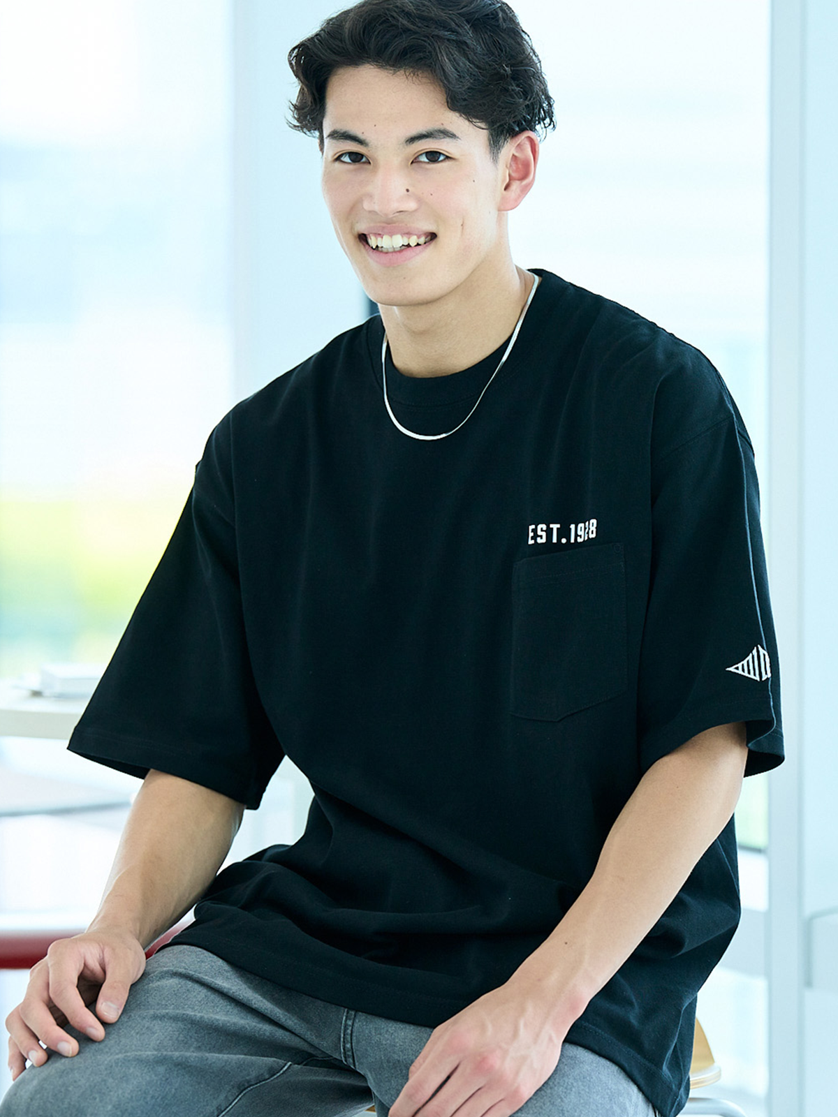 JINDAI マグナムウェイトビッグシルエットTEE（ポケット付き） ブリッジロゴ ブラック
