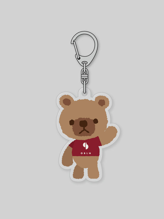J. F. OBERLIN アクリルキーホルダー BEARロゴ ダークブラウン