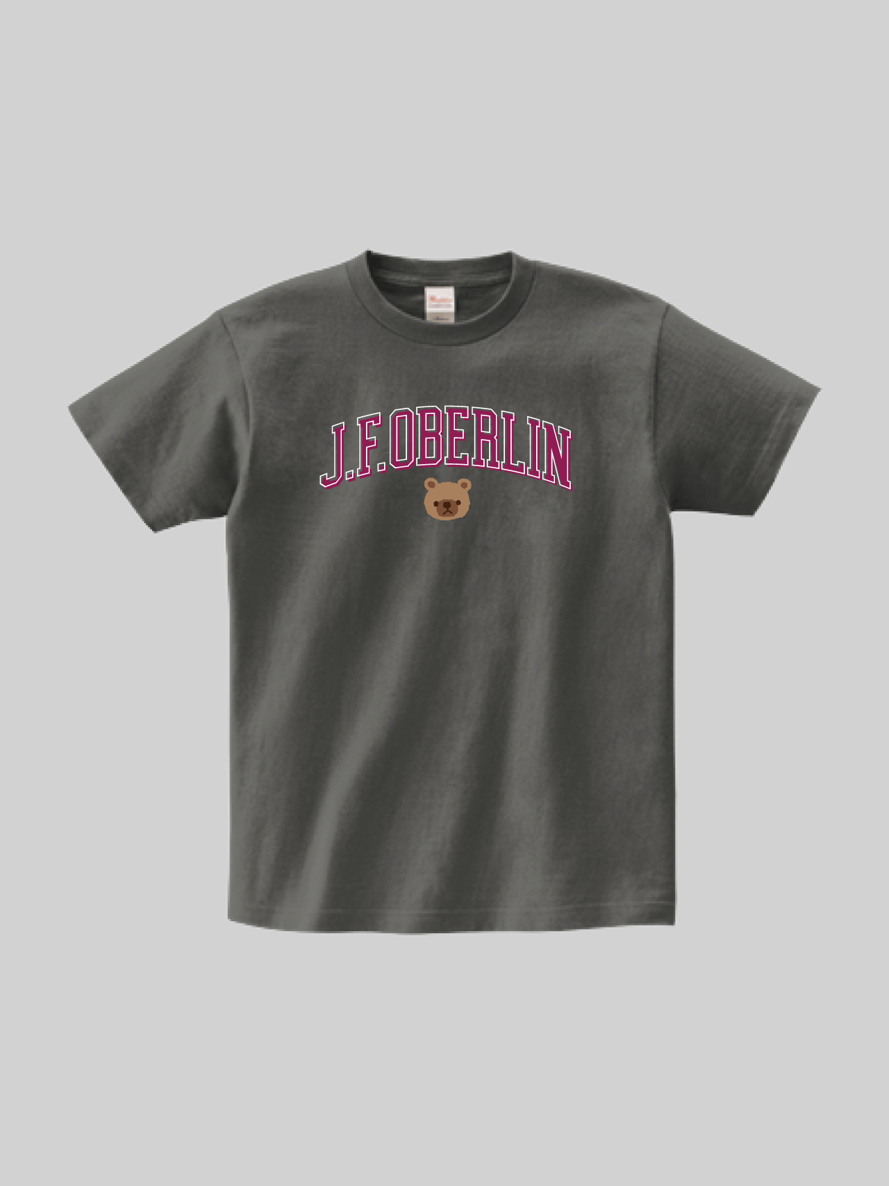 J. F. OBERLIN ヘビーウェイトTシャツ BEARロゴ チャコール