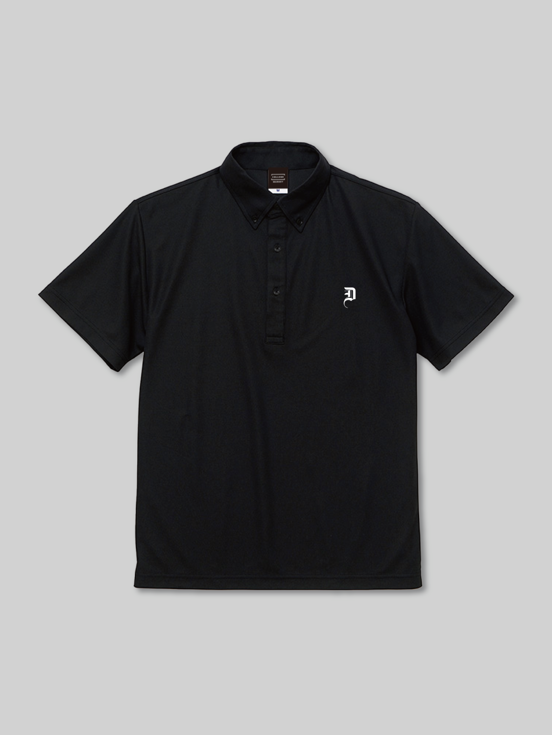 DOKKYO Button-down Polo Shirt with Bretzel Logo, Black