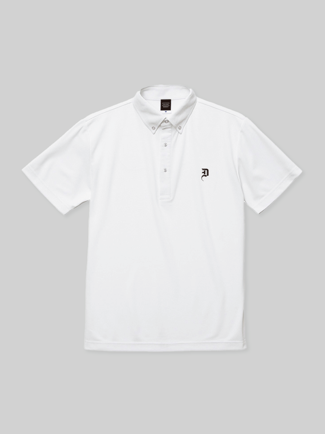 DOKKYO Button-down Polo Shirt with Bretzel Logo, Black