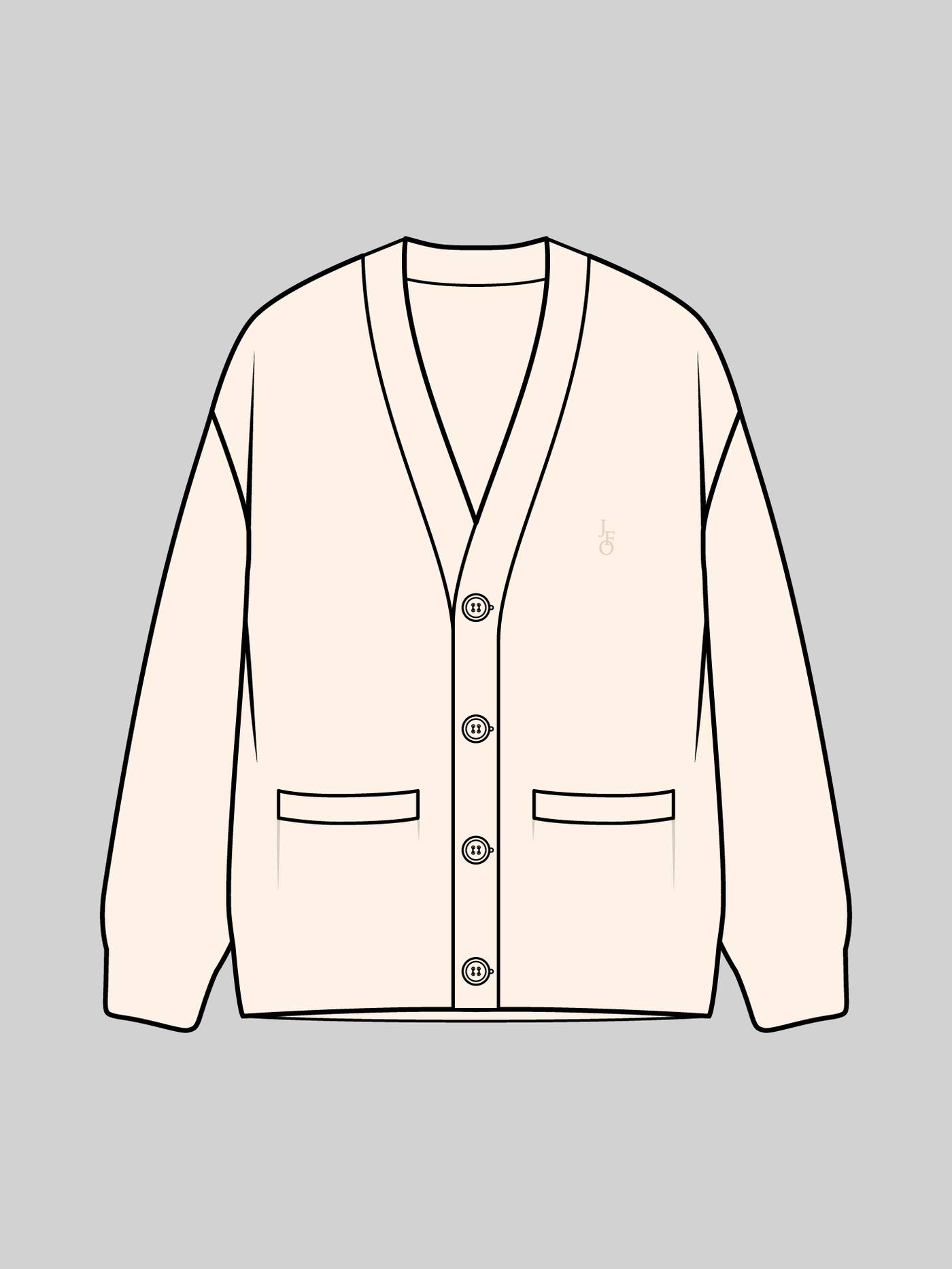 ニットカーディガン JFOロゴ  ベージュ