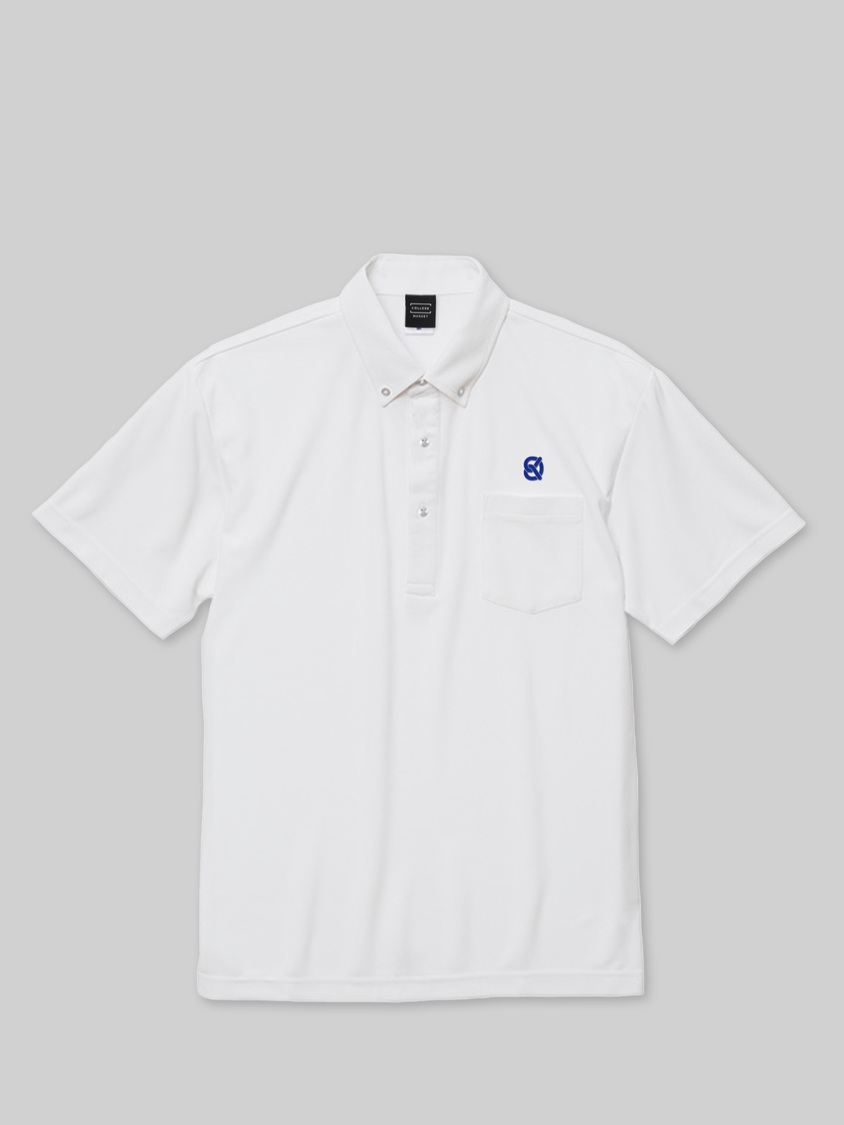 DOKKYO Button-down Polo Shirt with Bretzel Logo, White