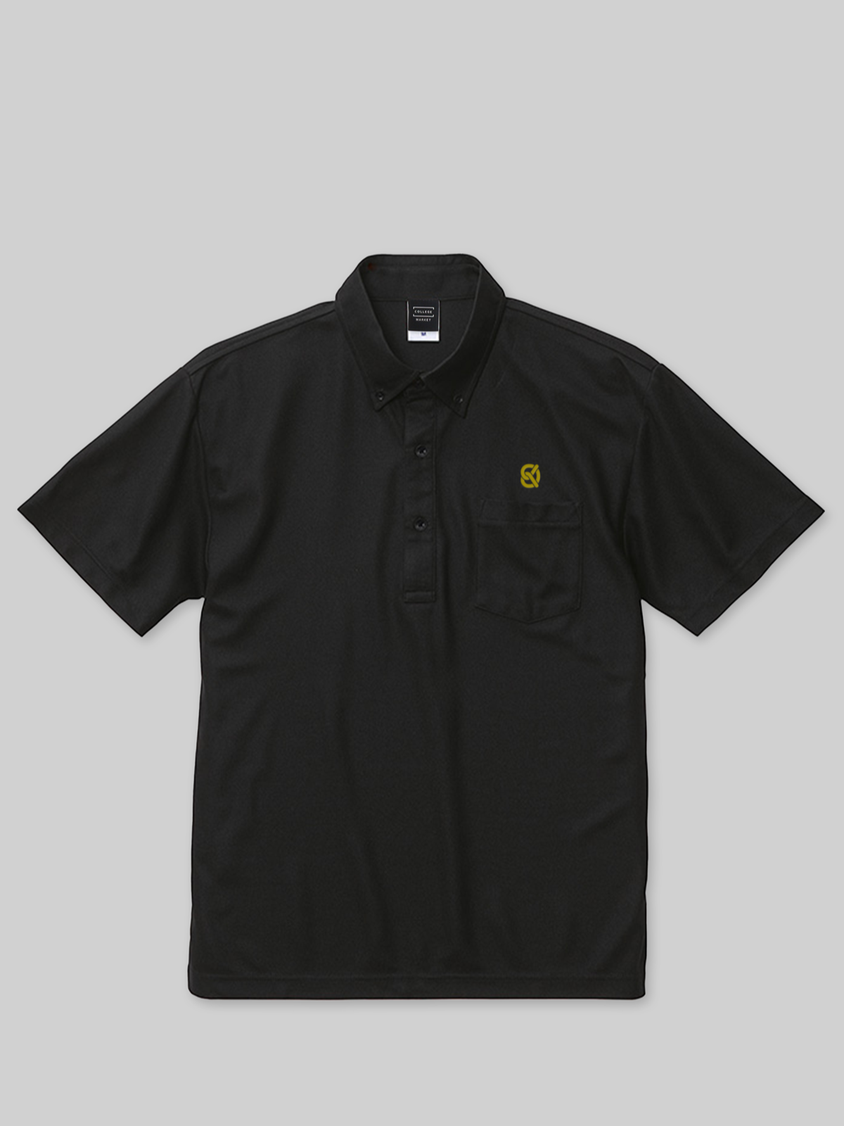 DOKKYO Button-down Polo Shirt with Bretzel Logo, Black