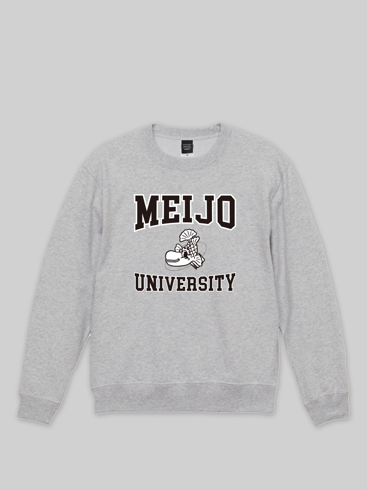 MEIJO Crew Neck Sweatshirt College Killer Whale Logo Ash