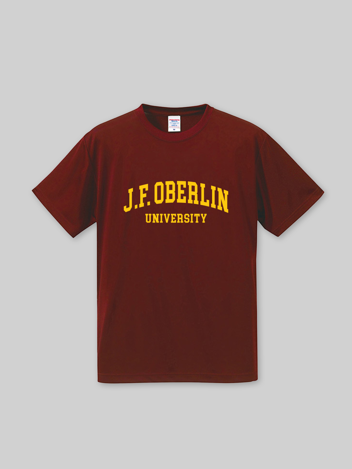 JF OBERLIN Sports Short Sleeve Dry Tee JF OBERLIN College Logo Burgundy