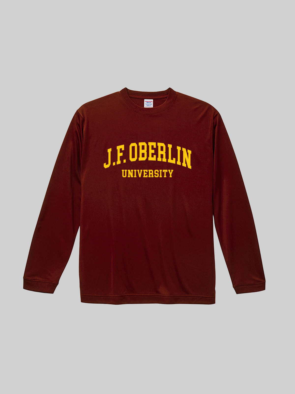 JF OBERLIN Sports Dry Long Sleeve Tee JF OBERLIN College Logo Burgundy