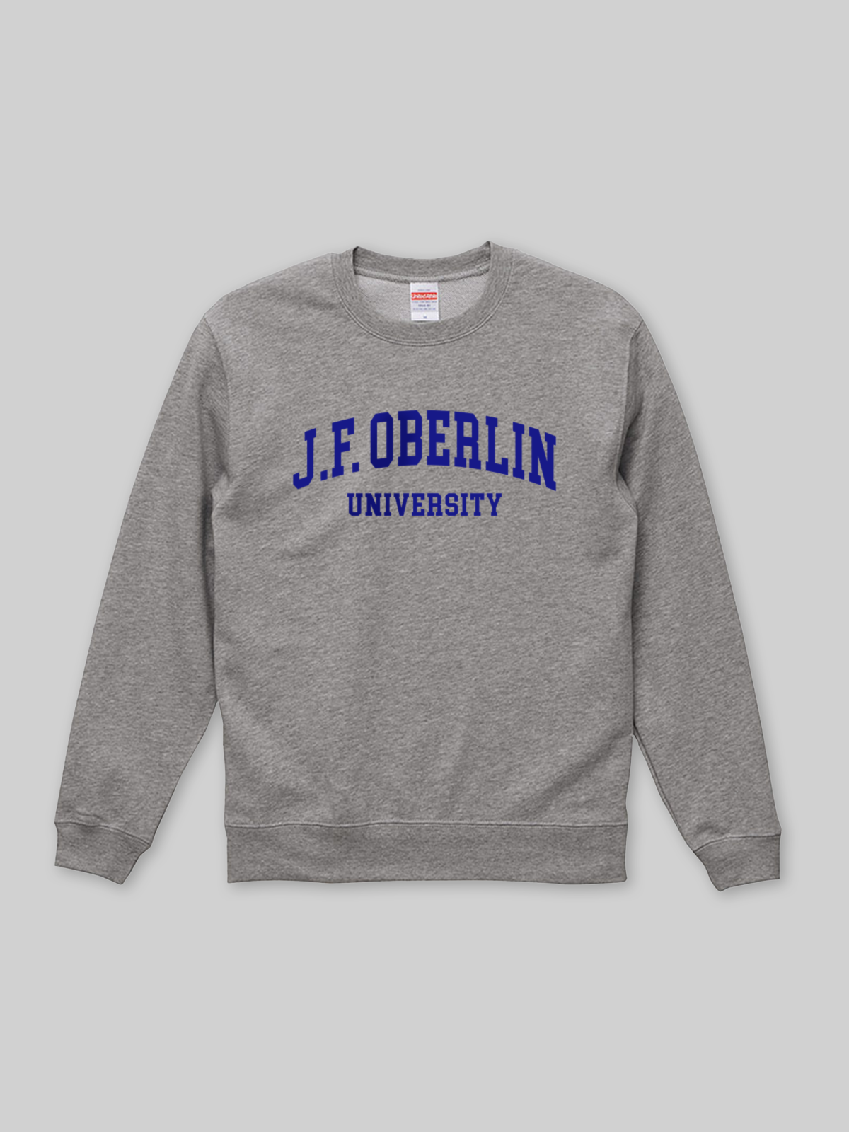 JF OBERLIN Sports Crew Neck Sweatshirt JF OBERLIN College Logo Gray