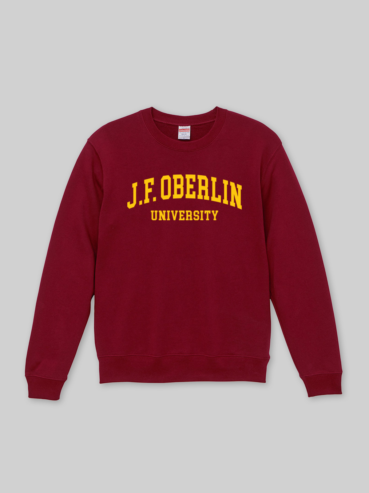 JF OBERLIN Sports Crew Neck Sweatshirt JF OBERLIN College Logo Burgundy