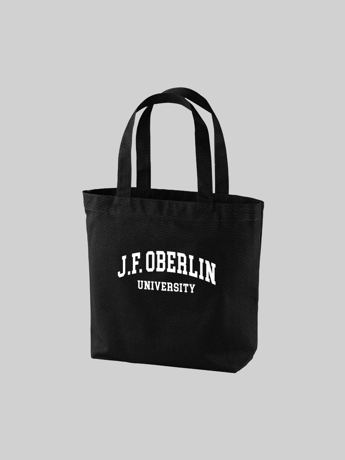 JF OBERLIN Sports Canvas Tote Bag JF OBERLIN College Logo Black