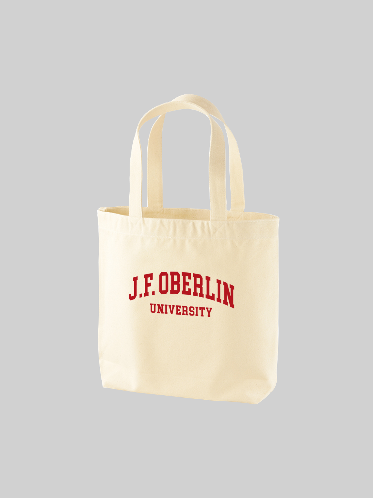 JF OBERLIN Sports Canvas Tote Bag JF OBERLIN College Logo Natural