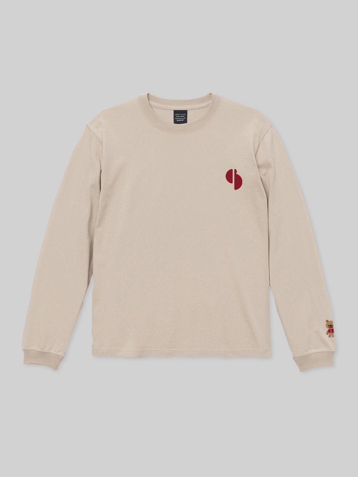 J. F. OBERLIN ロングスリーブTEE BEARロゴ サンドベージュ