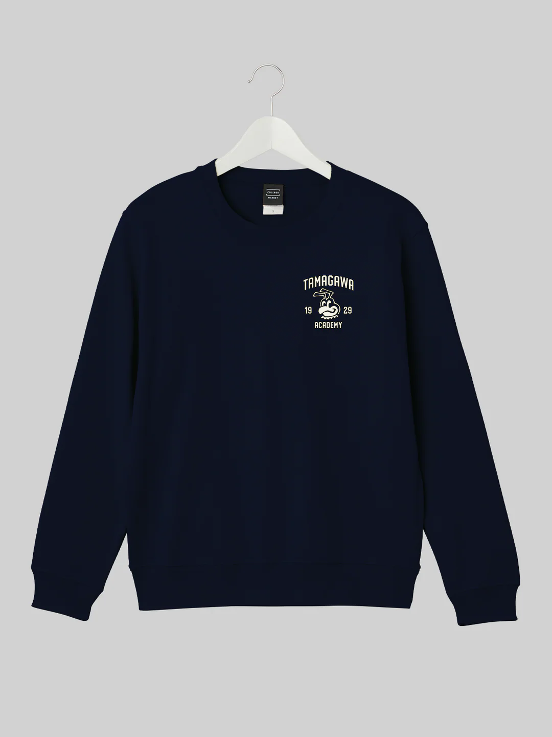 TAMAGAWA Kids Crew Neck Sweatshirt Hachikao Logo Navy