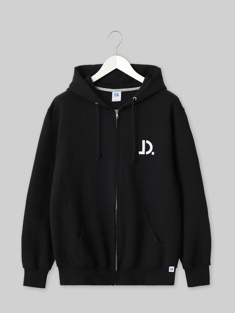 JINDAI Russell Athletic フルジップパーカー JD.ロゴ ブラック