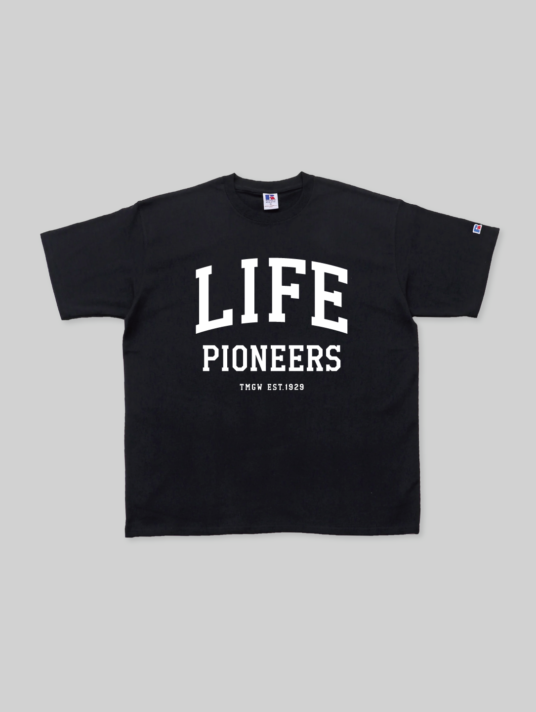 DOKKYO RUSSELL ATHLETIC Short Sleeve Cotton TEE Black Letter Logo Black
