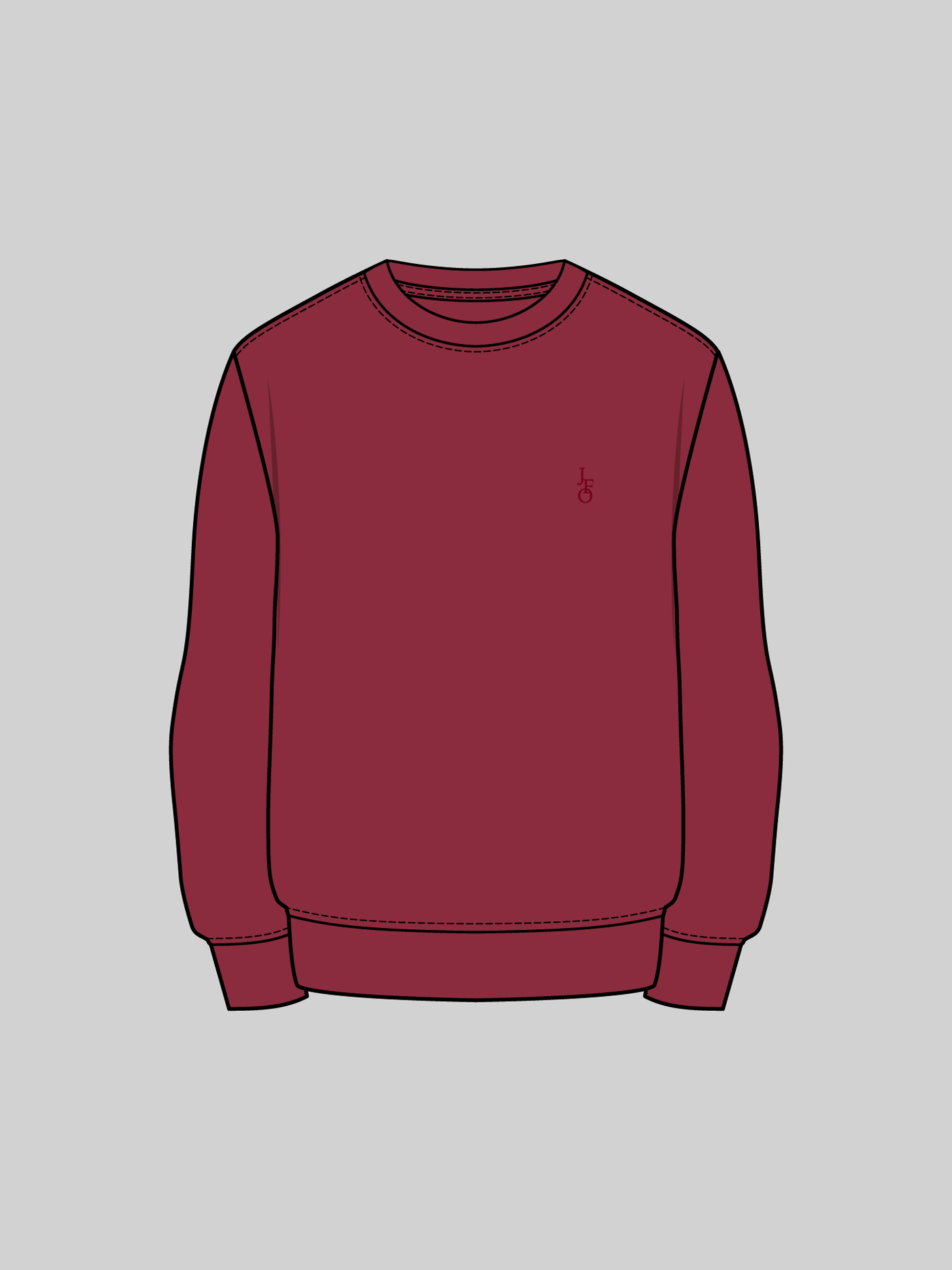 ニットクルーネック  JFOロゴ　ワイン