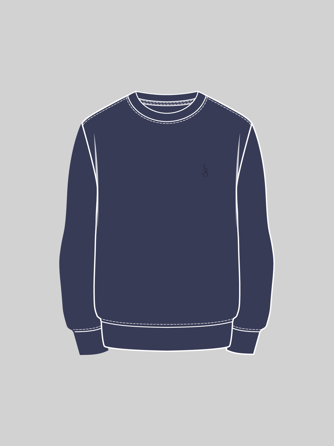 ニットクルーネック JFOロゴ  ネイビー