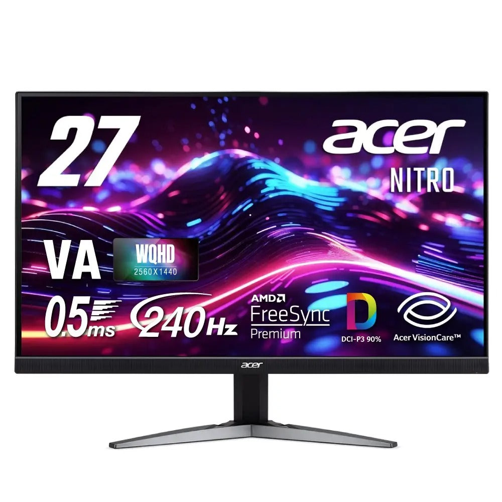 Acer Nitro ゲーミングモニター 27インチ WQHD 非光沢 広視野角 VA 240Hz 0.5ms(GTG) DCI-P3 90% AMD FreeSync Premium ブラックブースト HDR350 ゲームビューテクノロジー ブルーライト低減 HDMI 2.1 DisplayPort v1.4 スピーカー・ヘッドホン端子 VESAマウント対応 KG271UXbmiipx