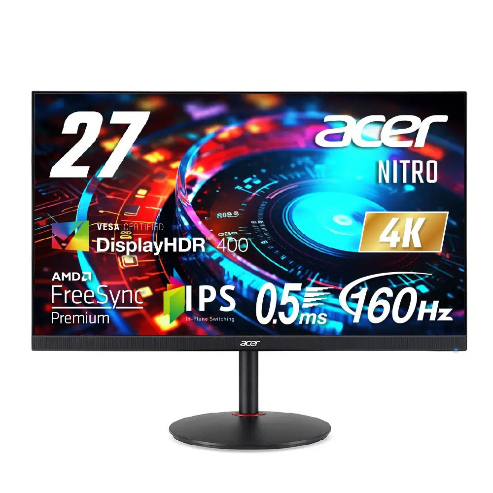 Acer Nitro ゲーミングモニター 27インチ 4K UHD IPS 160Hz 0.5ms DeltaE<1 HDMI2.1 DisplayPort1.4 高さ調整 スピーカー ヘッドホン端子 XV272KV3bmiiprx