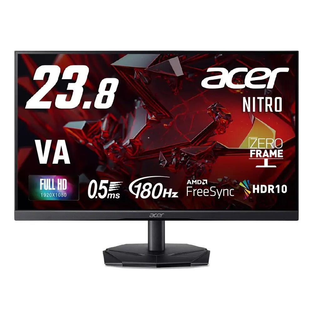 Acer Nitro ゲーミングモニター 23.8インチ　VA フルHD 非光沢 180Hz 0.5ms NTSC 72% AMD FreeSync HDR10 HDMI 2.0 DisplayPort スピーカー・ヘッドホン端子 搭載 KG241YP3bmipx