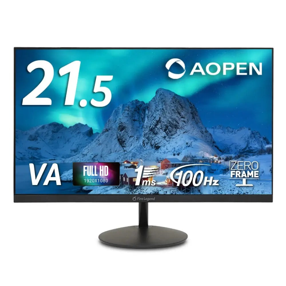 AOPEN モニター 21.5インチ フルHD 非光沢 広視野角VA 100Hz 1ms(TVR) AdaptiveSync HDMI 1.4 ミニD-Sub 15ピン スピーカー・ヘッドホン端子 ゼロフレームデザイン ブラック 22SB2QHbmix