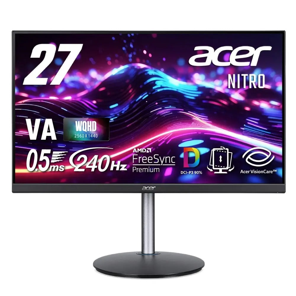 Acer Nitro ゲーミングモニター 27インチ WQHD 広視野角 VA 非光沢 エルゴスタンド 240Hz 0.5ms(GTG) DCI-P3 90% AMD FreeSync Premium ブラックブースト HDR350 ゲームビューテクノロジー ブルーライト低減 HDMI 2.1 DisplayPort v1.4 スピーカー・ヘッドホン端子 VESAマウント対応 XF273UXbmiiprx