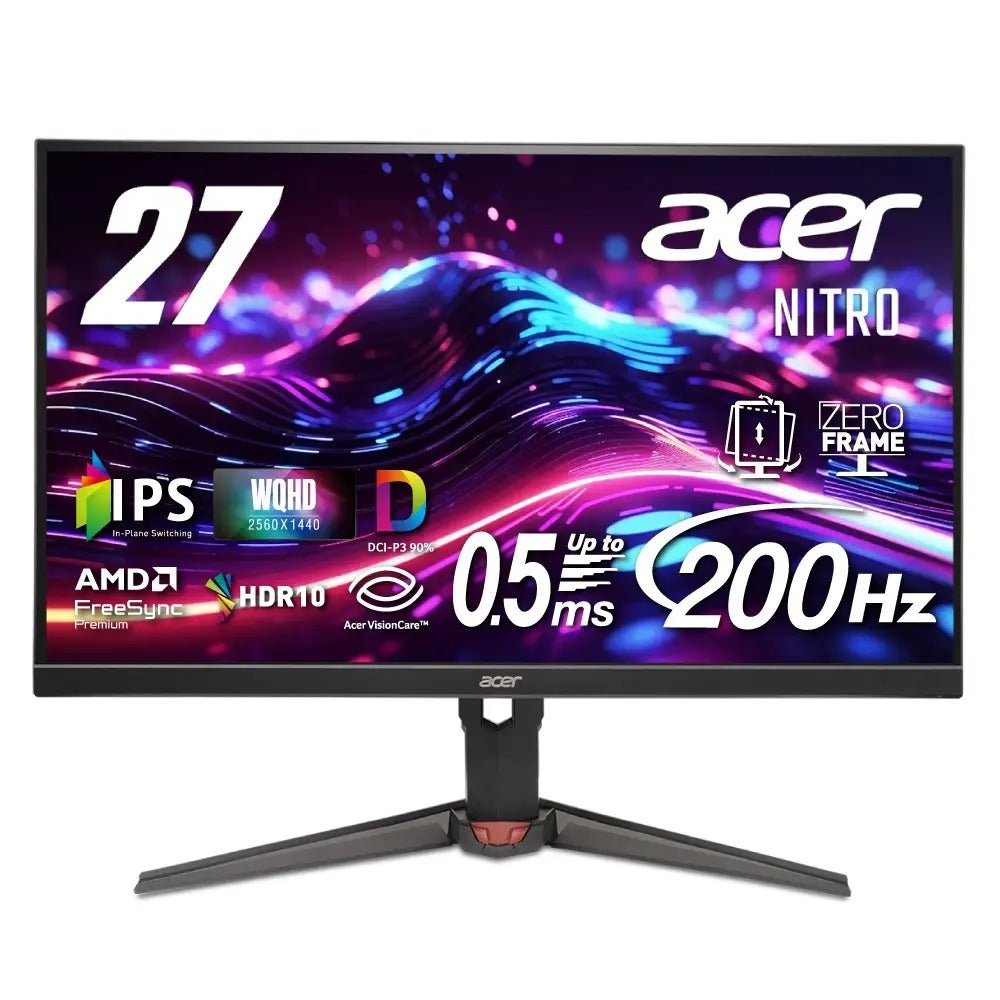 Acer Nitro ゲーミングモニター 27インチ WQHD IPS 非光沢 エルゴスタンド 200Hz 0.5ms(GTG) AMD FreeSync Premium 10億7000万色 DCI-P3 90% HDR10 ブラックブースト ブルーライトシールド HDMI 2.0 DisplayPort v1.4 スピーカー・ヘッドホン端子 VESAマウント XV270UX1bmiiprx