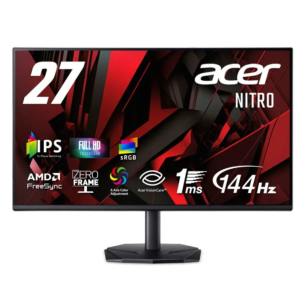 Acer 27インチ フルHD 144Hz 1ms(VRB) IPS 非光沢 sRGB 99% AMD FreeSync ブラックブースト VRB対応 ブルーライト低減 HDMI 1.4 DisplayPort v1.2 ゲームビューテクノロジー Acer Display Widget 6軸カラー調整 VESAマウント対応 Nitro ゲーミングモニター KG271P6bip