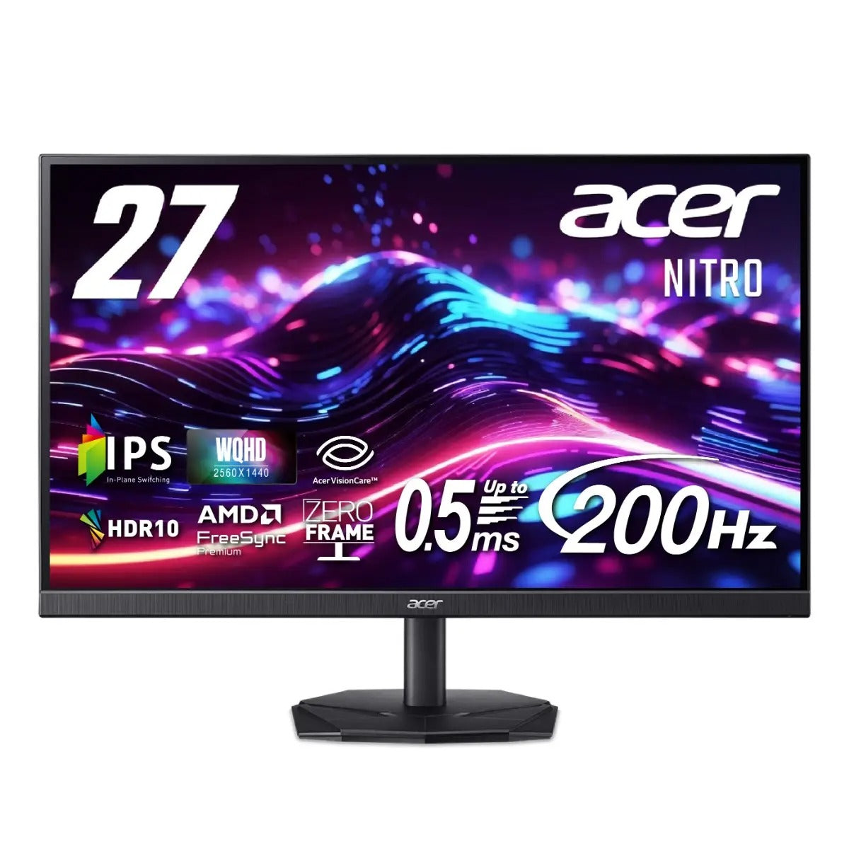 画像ギャラリーの先頭にスキップする Acer Nitro ゲーミングモニター 27インチ IPS WQHD 非光沢 200Hz 0.5ms DCI-P3 90% ブラックブースト HDR10 AMD FreeSync Premium HDMI 2.0 DisplayPort v1.4 スピーカー・ヘッドホン端子搭載　ゼロフレームデザイン ゲーミングモニターNitro KG271UX1bmiipx