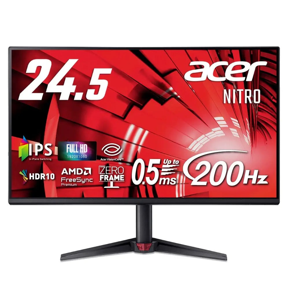 Acer Nitro ゲーミングモニター 24.5インチ IPS フルHD 非光沢 200Hz 0.5ms sRGB 99% AMD FreeSync Premium HDR10 HDMI 2.0 DisplayPort v1.4 スピーカー・ヘッドホン端子 搭載 VG250QX6bmiipx
