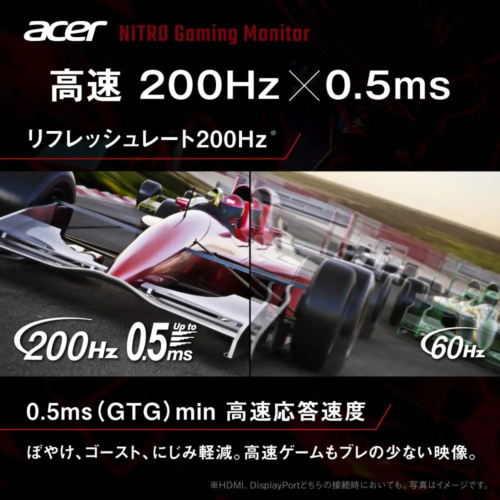 Acer 24.5インチ フルHD 200Hz 0.5ms(GTG) 広視野角 VA 非光沢 sRGB 99% AMD FreeSync Premium HDR10 ブラックブースト VRB対応 ブルーライト低減 HDMI 2.0 DisplayPort v1.2 Acer Display Widget Nitro ゲーミングモニター 3年保証(パネルは1年) KG251QX3bmiipx Ref. UM.KX1SJ.303